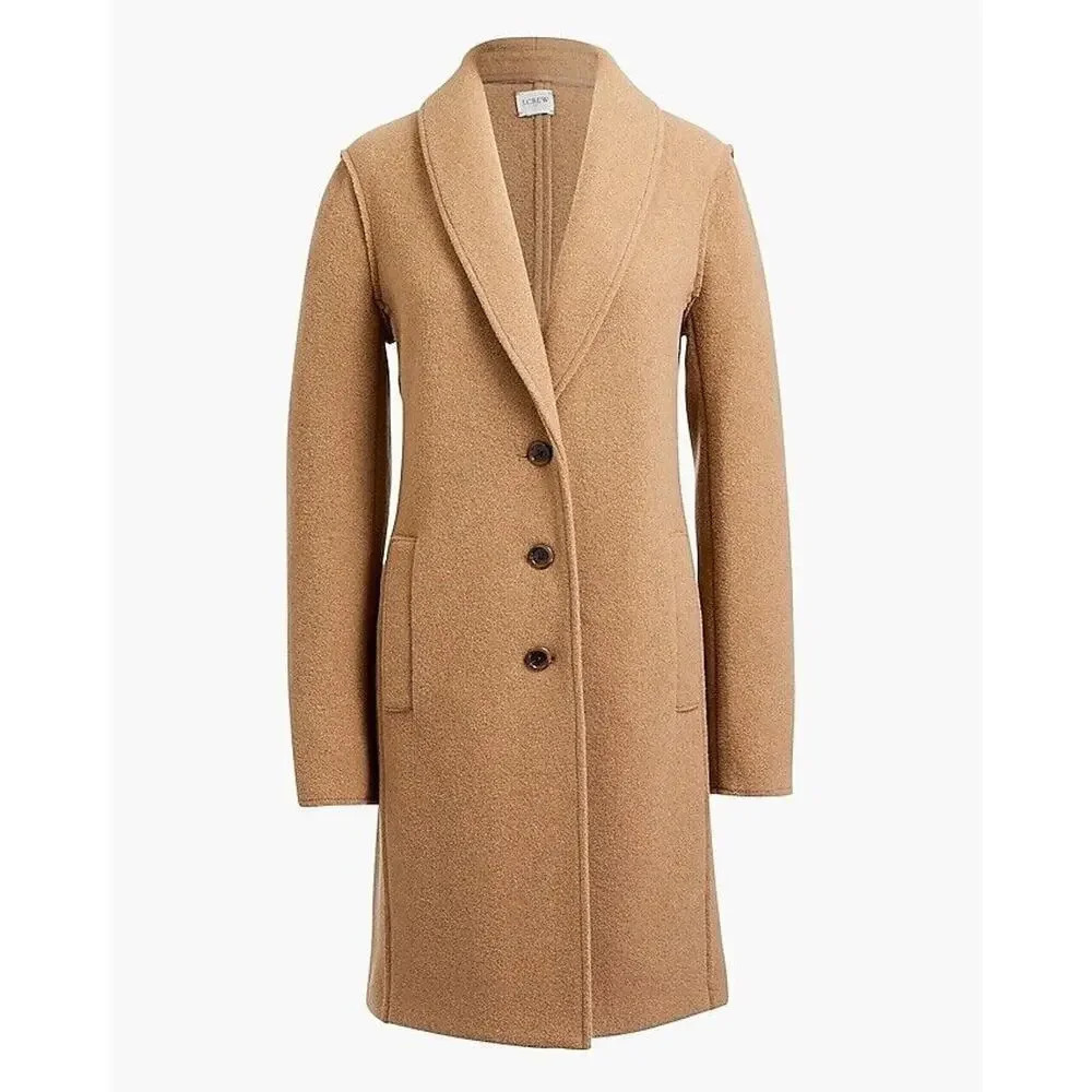 J. Crew Factory Boiled Wool Topcoat #AB477 Khaki Size 2 Women’s